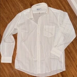 Vintage YSL Men's WHITE and Blue Striped Shirt